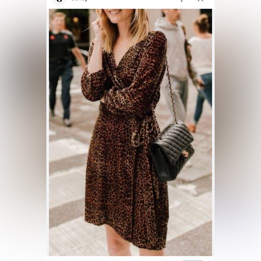 J. Crew animal print wrap dress size 00 fall 2018 brown velvet